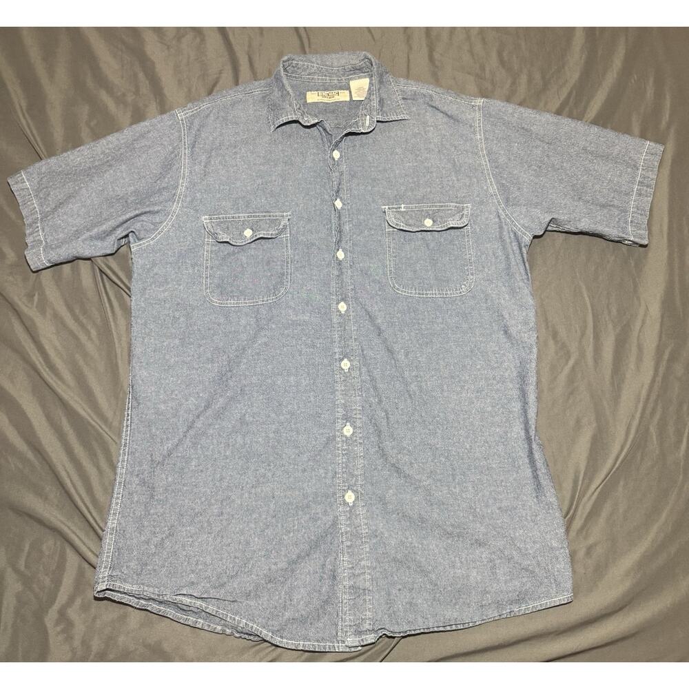 Big Mac Workwear Men’s Large Extra Tall Chambray Button Up‎ Short Sleeve Shirt